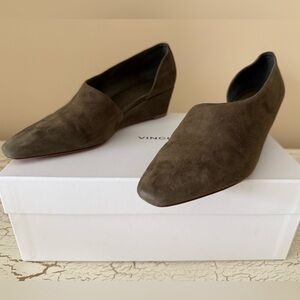 Vince Barolo Green Suede Wedge Heel